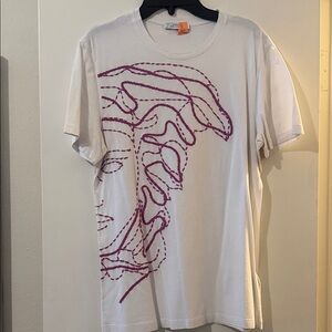 White Graphic T-Shirt with Purple Design